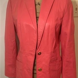 Vintage PINK 💯 Leather Blazer Jacket Gold Buttons Rodeo Queen Western Cowgirl 💘